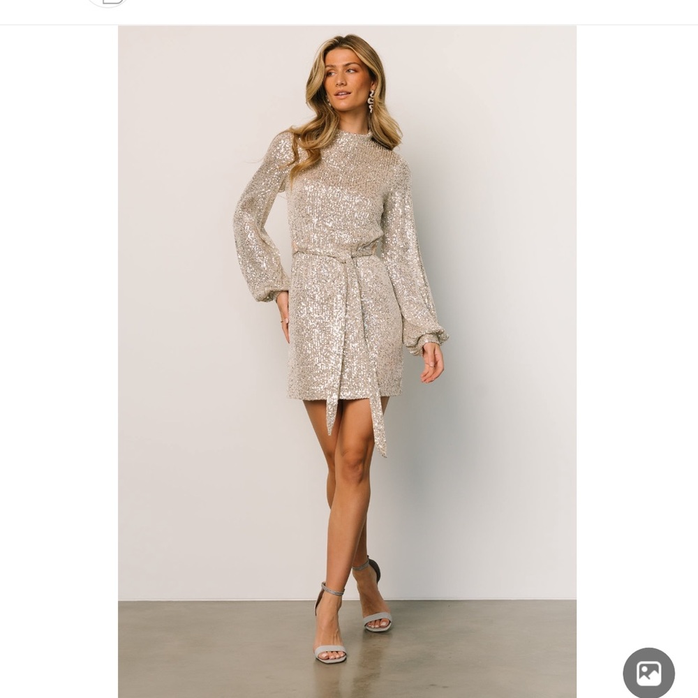 Disco Fever Cream Baltic Born Sequin Mini Dress size Large Bachelorette perfect!
